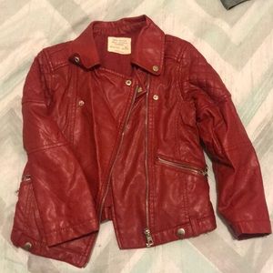 Red leather biker jacket